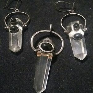 Bohemian faux crystal and onyx set